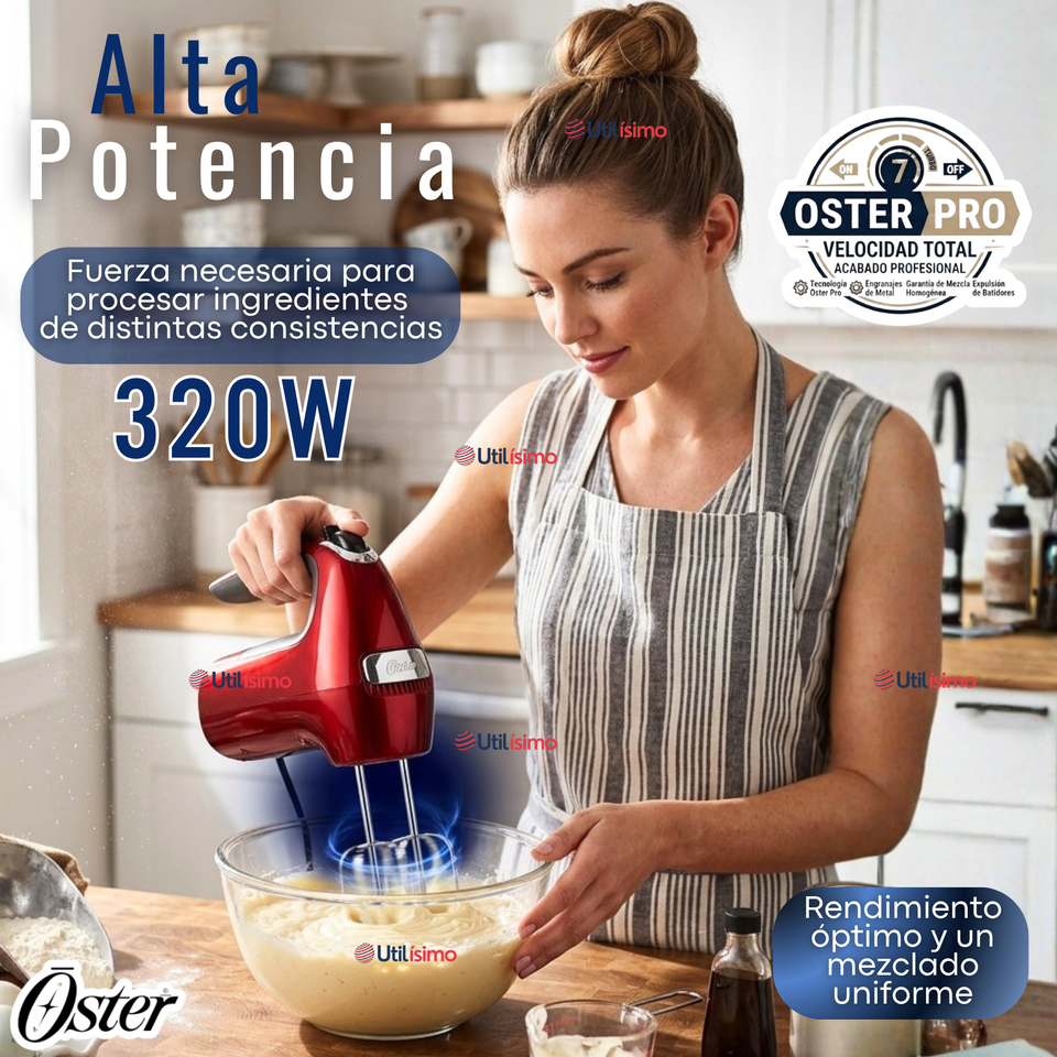 Batidora De Mano Oster® 7 Velocidades + Función Turbo FPSTHM360R