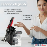 Batidora de inmersión Oster® roja con organizador y accesorios