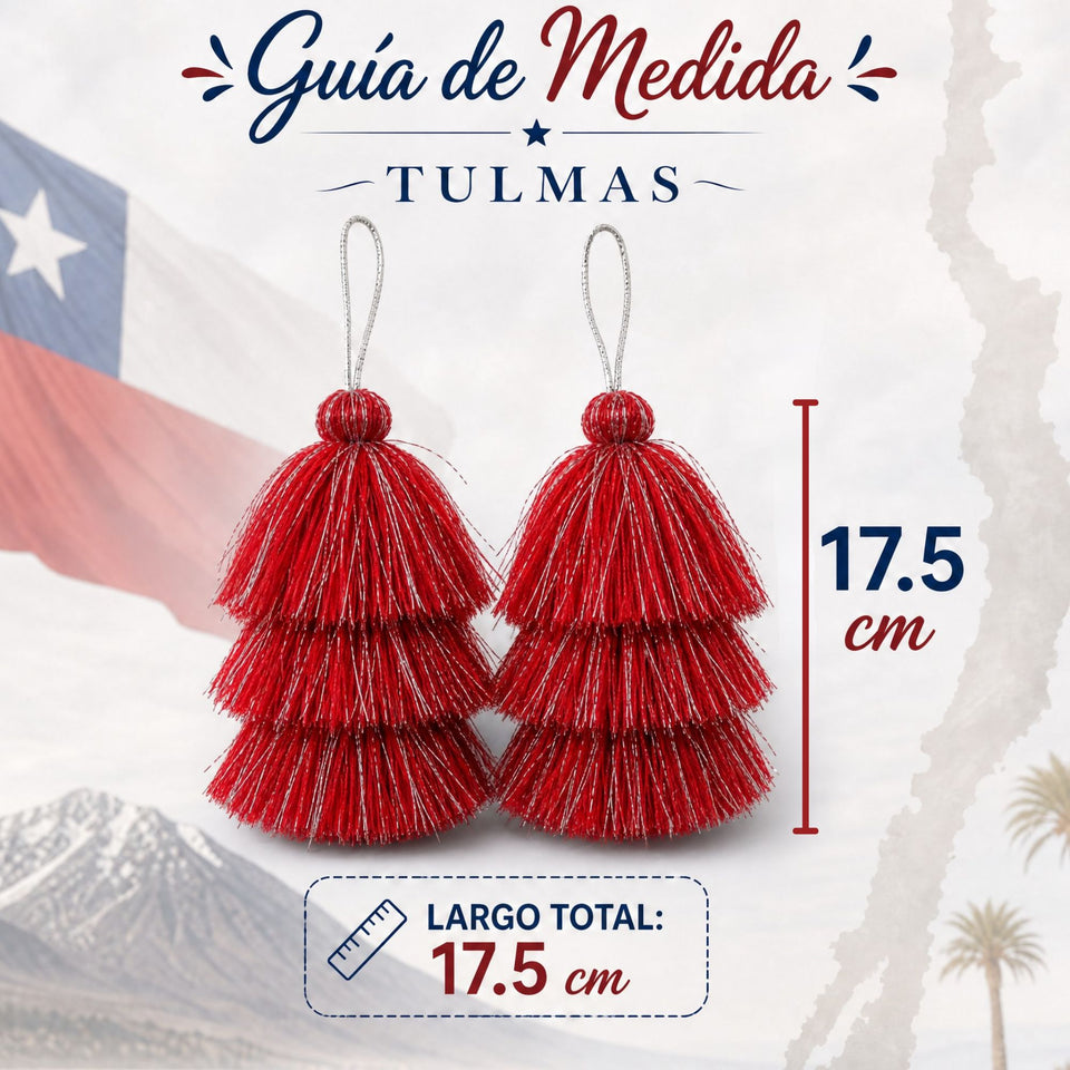 Pack 6 Tulmas Peinado Accesorio Sambo Caporal Rojo Baile Típico