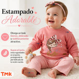 Conjunto 2 Piezas Polerón y Pantalón 100% Algodón Tedmimak Bebé Niña Beautiful pink