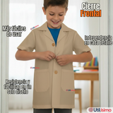 Cotona Delantal Escolar Beige Niño Niña Unisex Bata