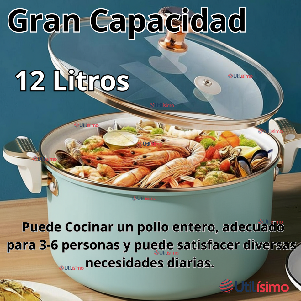 Olla de Micro Presión Esmalte Antiadherente Capacidad 12 Litros Color Azul