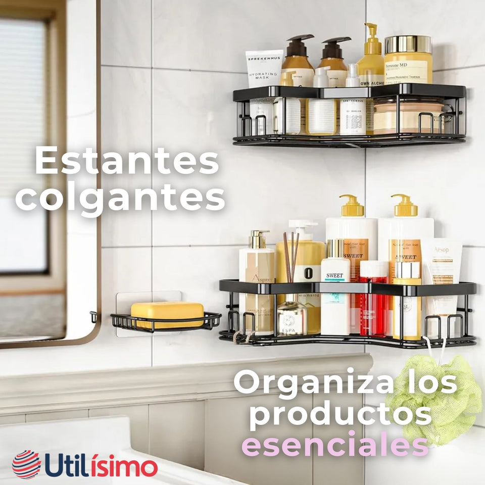Set Organizador Esquinero Baño 5 Piezas Acero Inoxidable Instalación Adhesiva