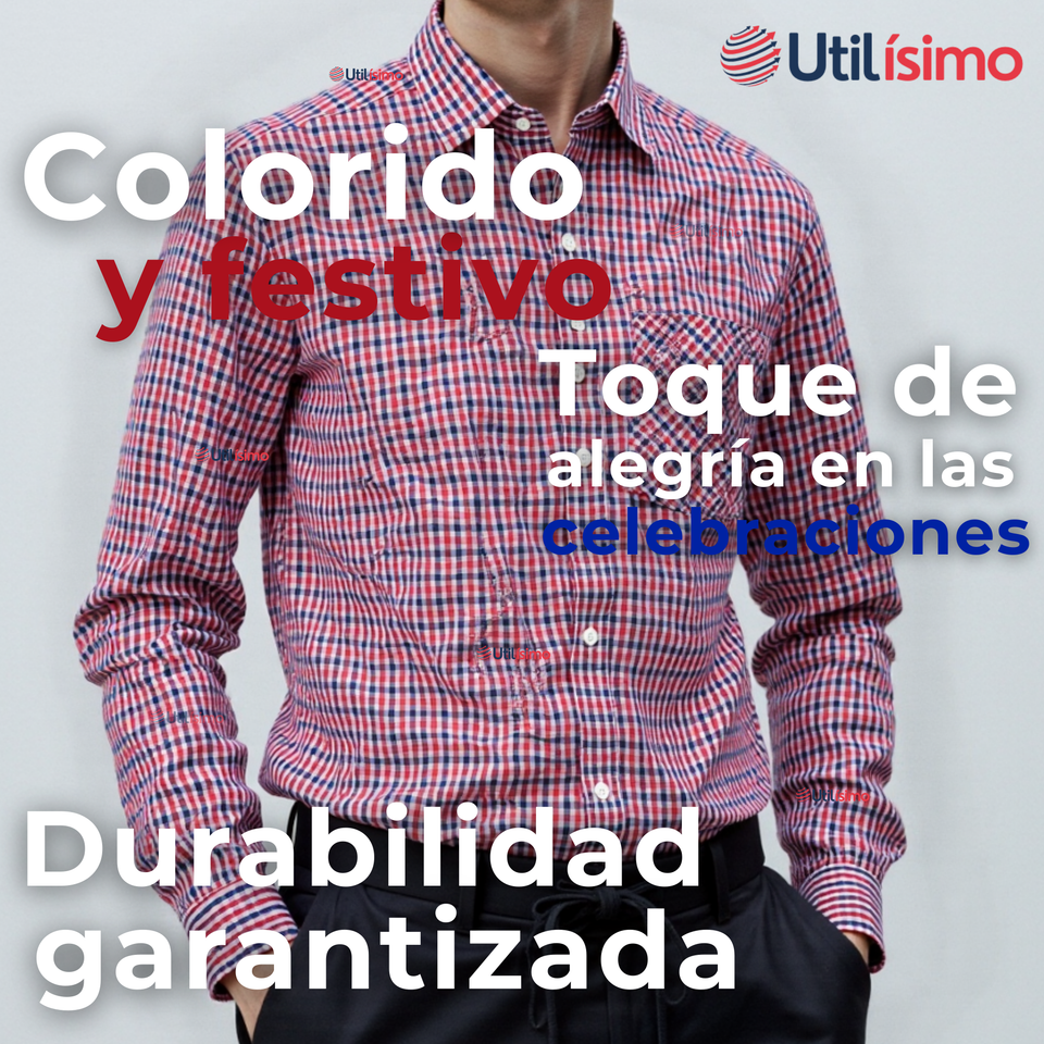 Camisa Huaso Cuadrillé Cuadro Manga Larga 100% Algodón Azul Rojo Casual