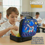 Mochila Escolar Con Ruedas + Estuche + Lonchera Poliéster Astronauta Niño