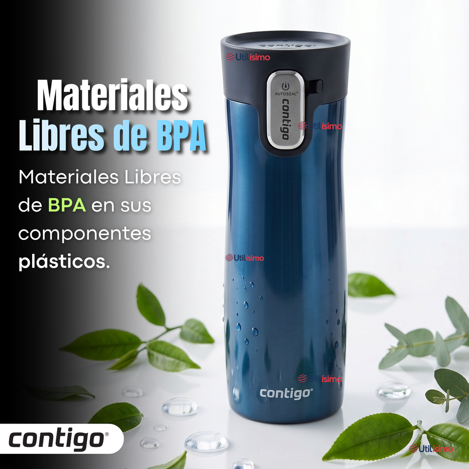 Vaso Térmico West Loop Azul Autoseal Contigo 591 Ml Azul Acero Inoxidable