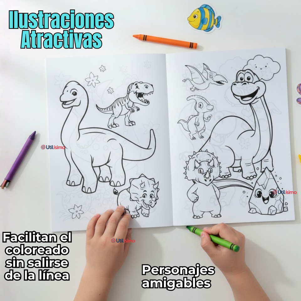 Libro Para Colorear Pintar  Educativo Con Stickers Diseños Surtidos