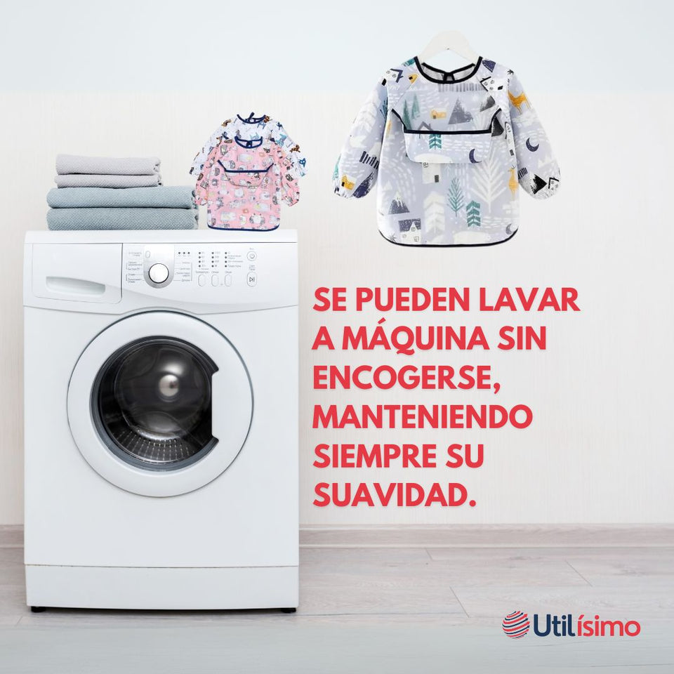 Pack 6 Babero Delantal Impermeable Premium Con Mangas Larga Para Bebe Y Niño
