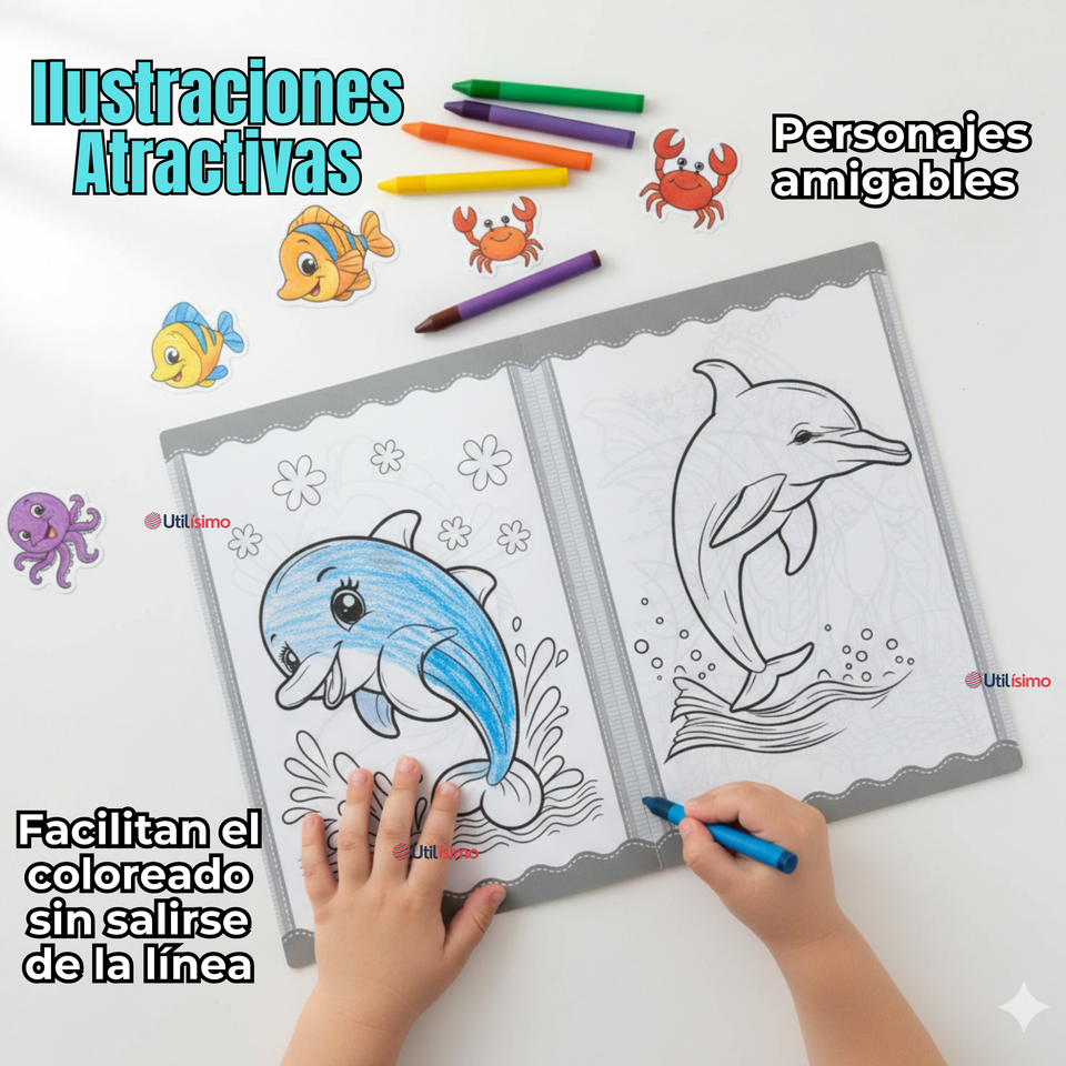 Libro Para Colorear Pintar  Educativo Con Stickers Diseños Surtidos