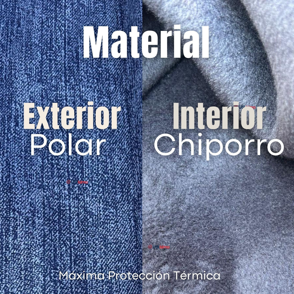 Calza Polar Con Chiporro Palazzo Mujer Elasticada Térmica Azul Jeans