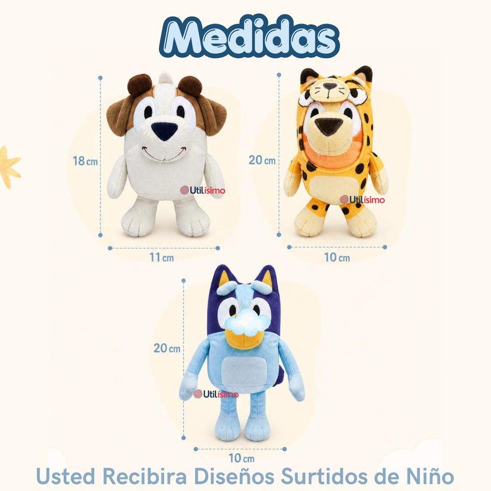 Pack 2 Peluches Bluey Diseños Surtidos Suaves Felpa Premium Peluche Niños