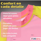 Traje De Baño Manga Larga y Pantalón Corto 2 Piezas Niña de 3 a 9 Años Pink Penguin