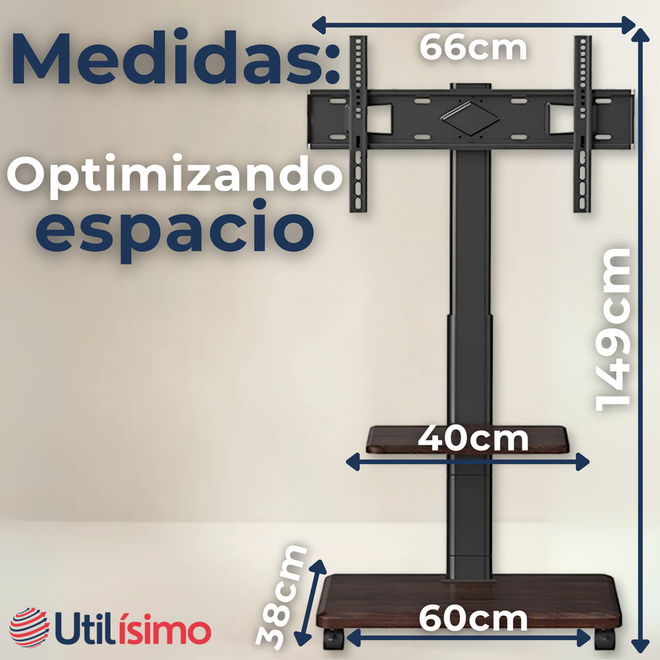 Soporte TV Premium Portátil Con Ruedas 45Kg 26 a 75 Pulgadas 26 32 40 43 50 55 60 65 70 75