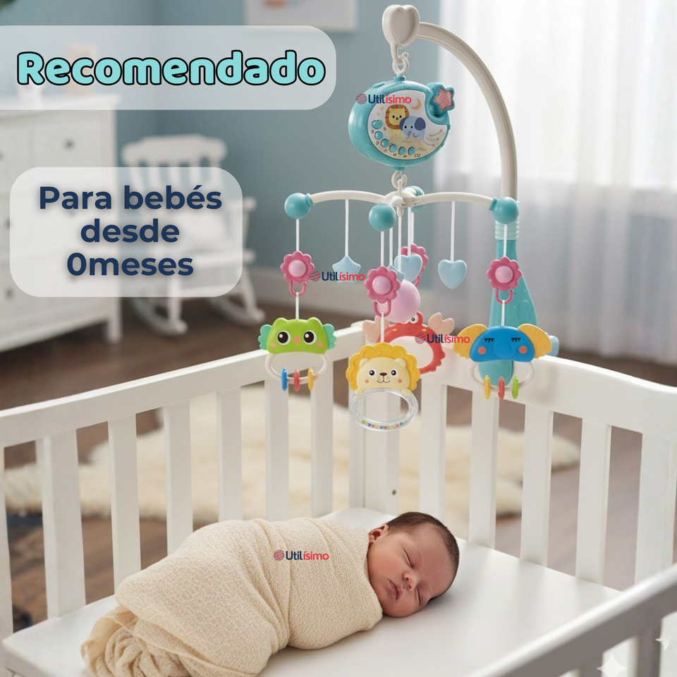 Móvil Giratorio Musical Proyector De Luces Más Control Para Cuna Bebé