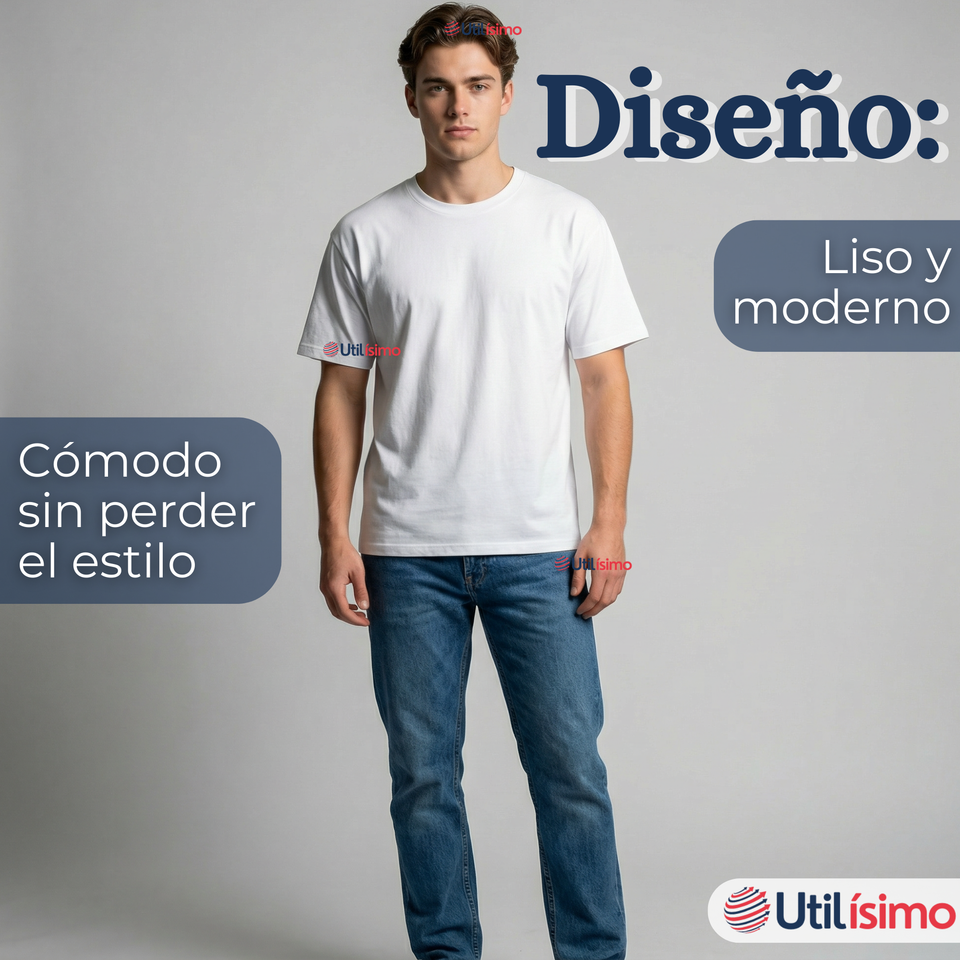 Pack 3 Camisetas Poleras 100% Algodón Básica Lisa Elástica Hombre Blanco