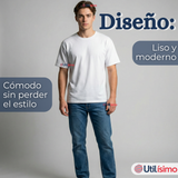 Pack 3 Camisetas Poleras 100% Algodón Básica Lisa Elástica Hombre Blanco