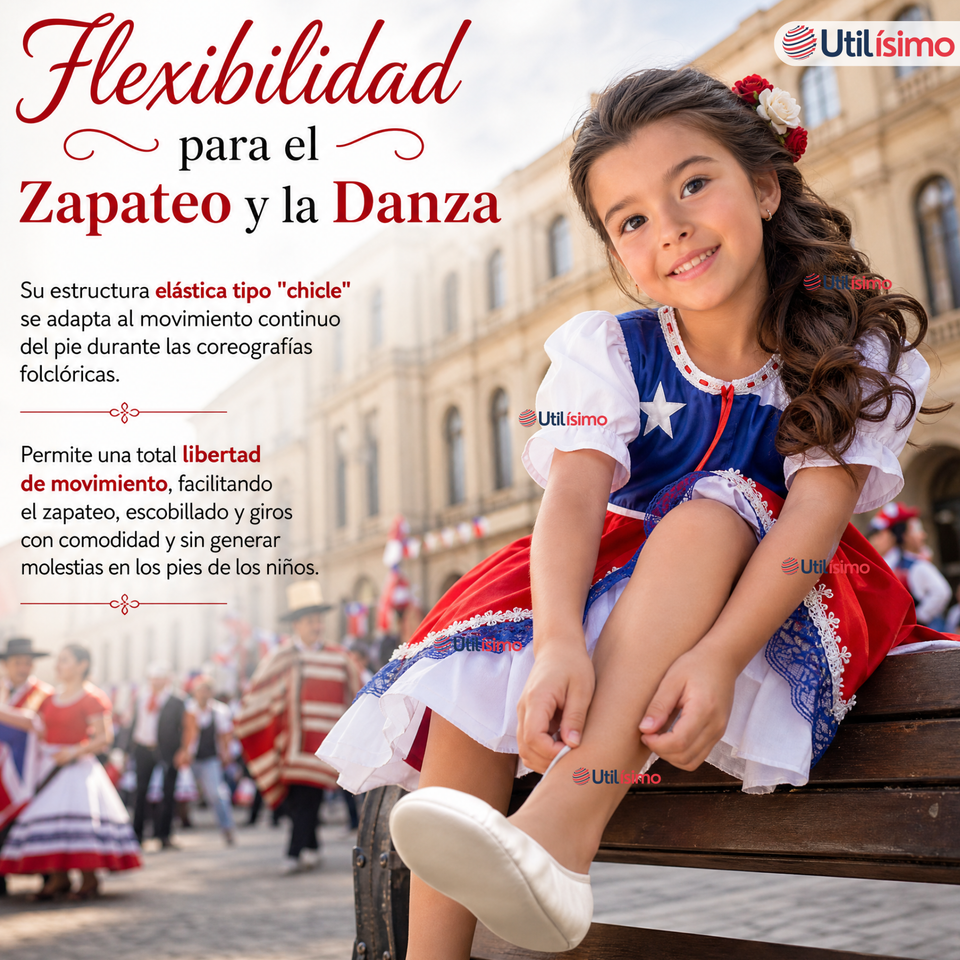 Zapatillas Chicle Blancas Niña Bailes Danza Fiestas Patrias Talla 30-35