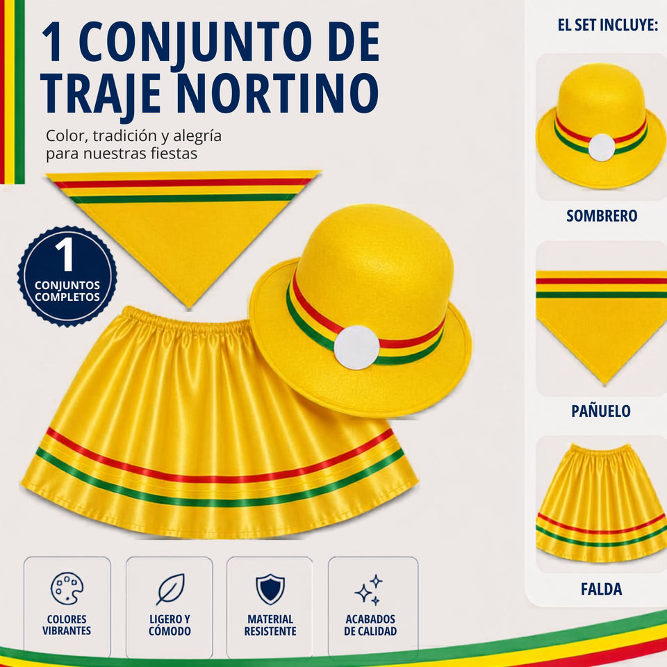 Traje Nortino Niña 3 Piezas Amarillo Baile Típico Fiestas Patrias