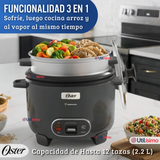 Oster Arrocera, 3 En 1, 12 Tazas Capacidad, Función Sofrito, Vaporera, Recubrimiento Antiadherente Oster DiamondForce,