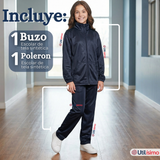 Conjunto Escolar Buzo Pantalón Y Polerón Tela Sintética Niño Unisex Azul 3 a 16 años