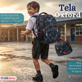 Mochila Escolar + Estuche + Lonchera 45cm Tela Oxford Estampado Gamer Niño