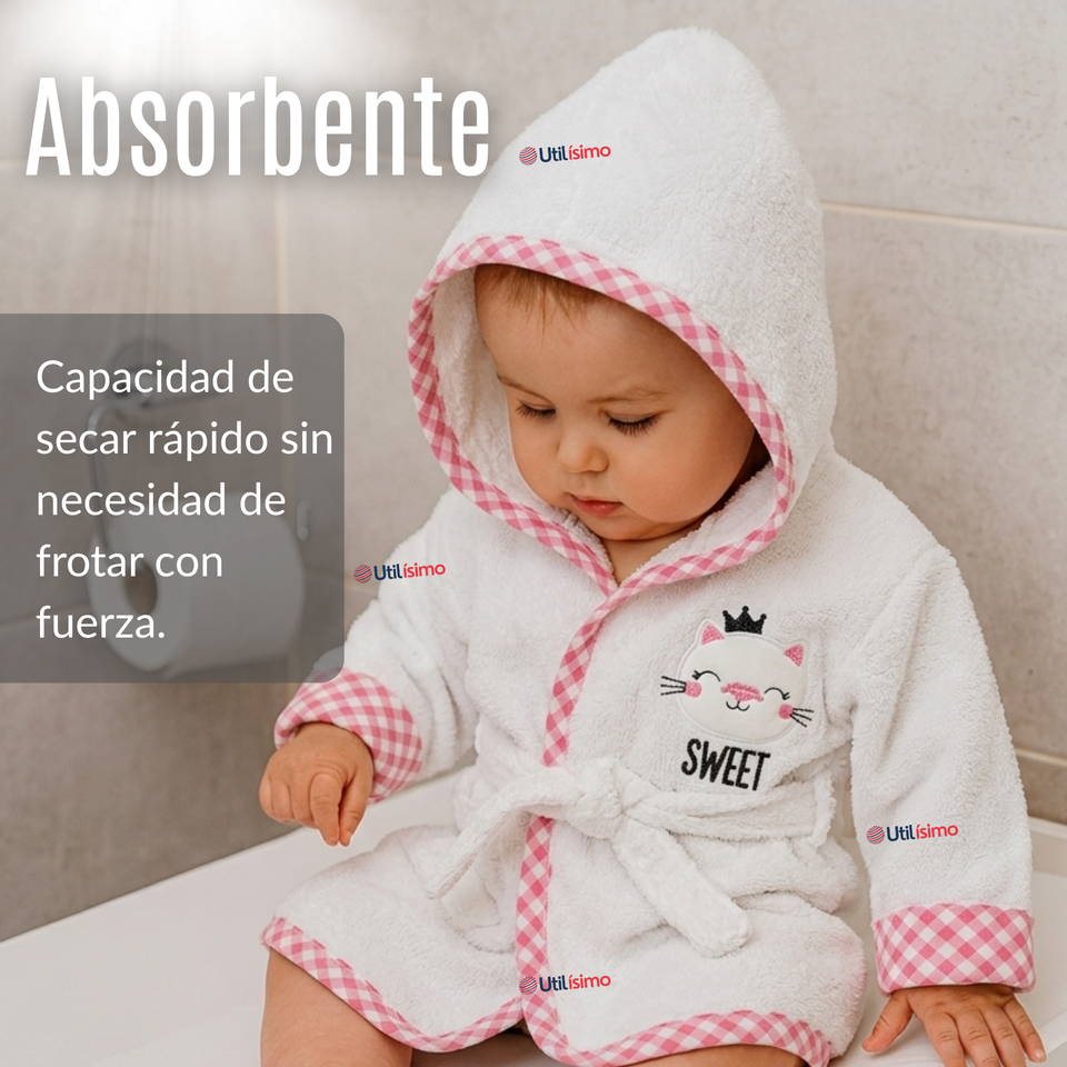 Bata de Baño Niña Toalla 100% Algodón Cobertura Completa Estampados Surtidos