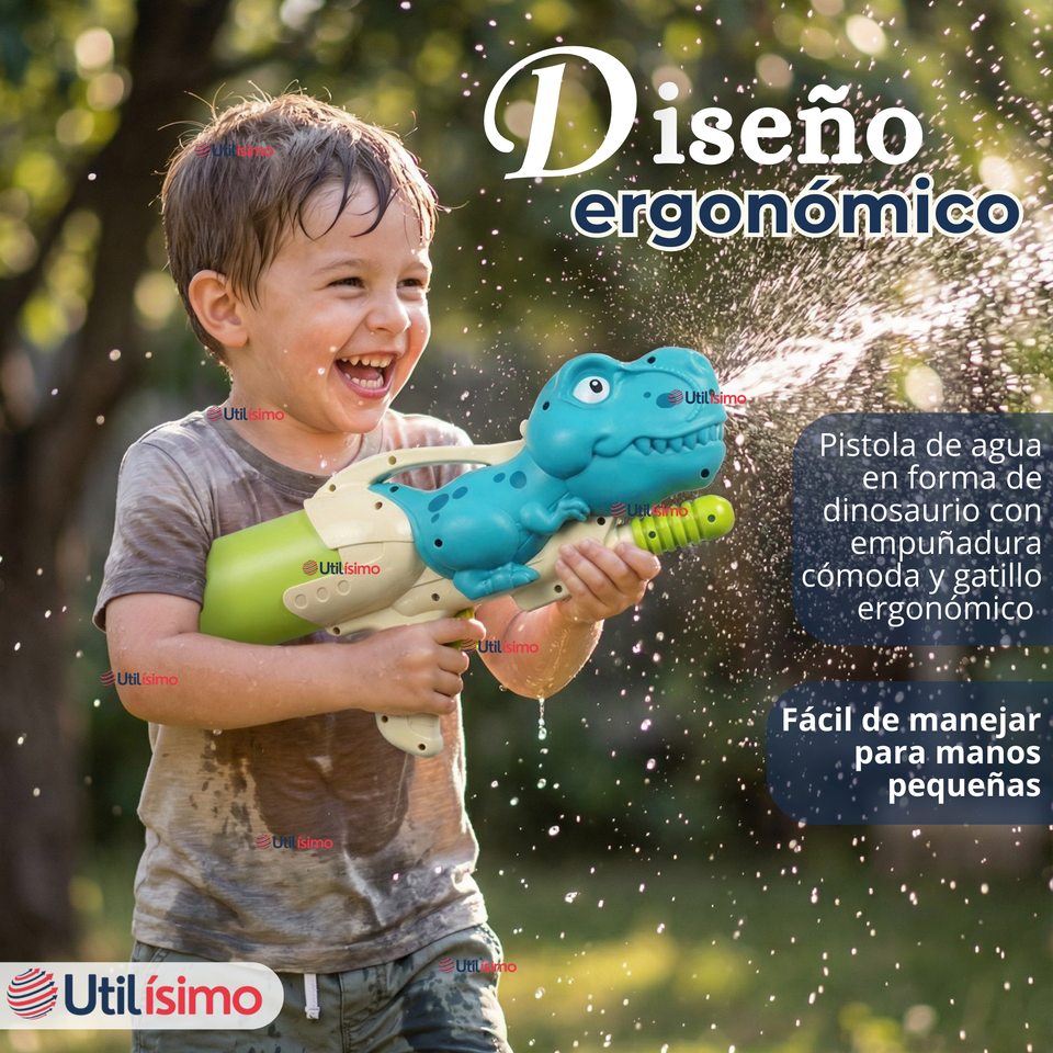 Pack 2 Pistolas Lanza Agua Dinosaurio 35cm 600ml Juguete Colores Surtidos Niño