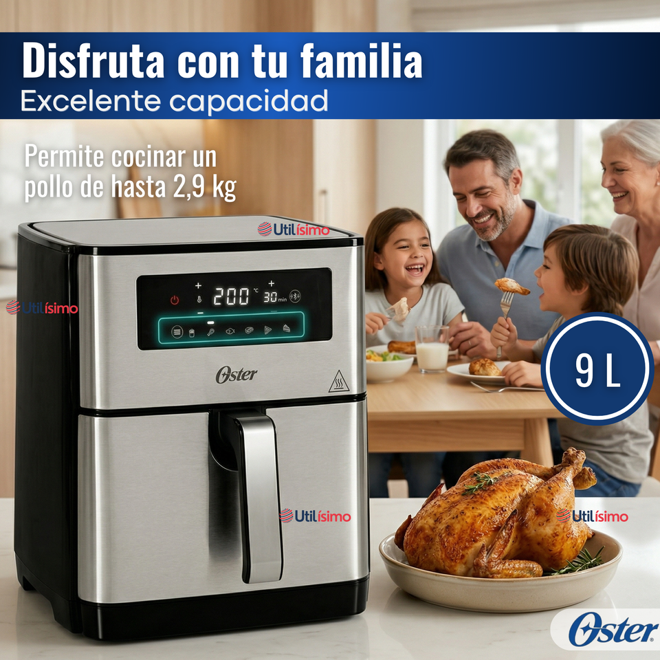 Freidora de aire digital Oster® con capacidad de 9L CKSTAF90D 1550W