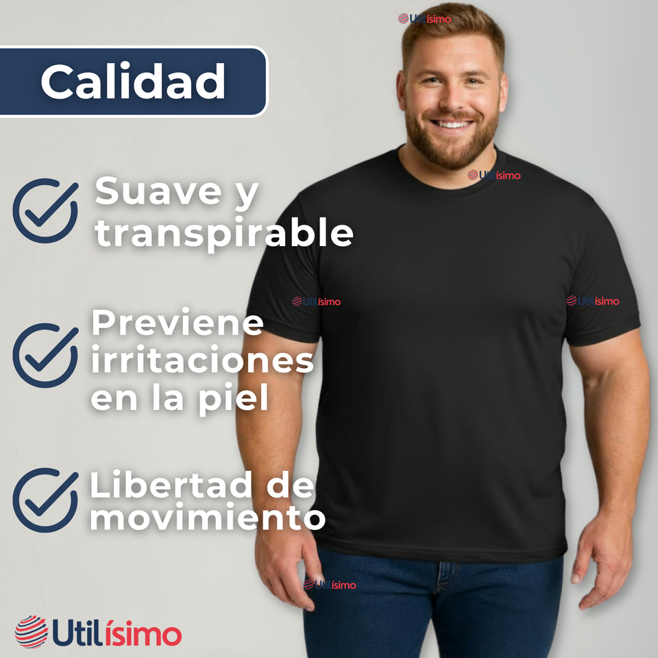 Polera Camiseta 100% Algodón Premium Manga Corta Básico Negro Hombre