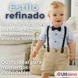 Conjunto De Vestir Con Tirantes Camisa Pantalón Corto Algodón Niño