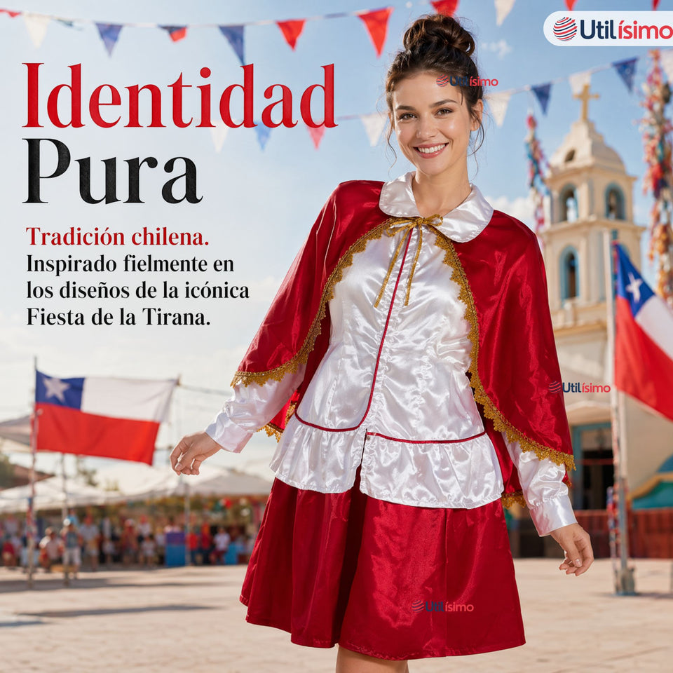 Traje Tirana Diablada Rojo 3 Piezas Mujer Adulta Baile Típico Fiestas Patrias