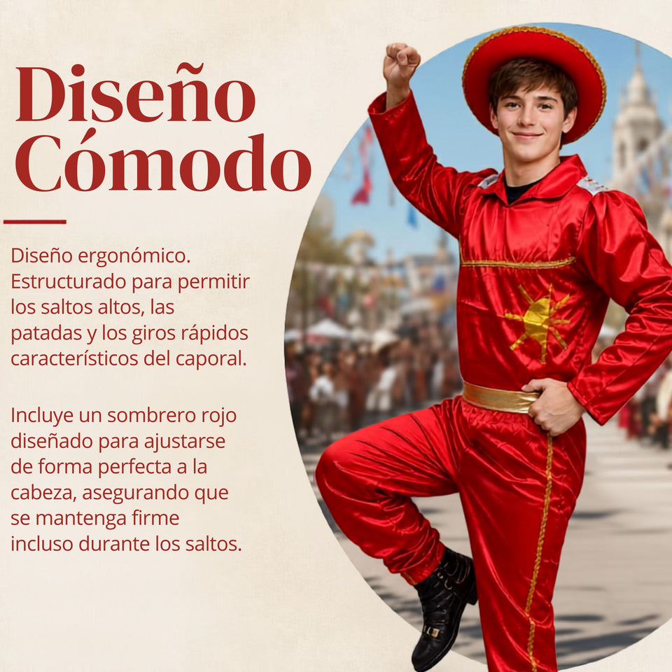 Traje Típico Caporal Rojo Con Sombrero Danza Tradicional Fiestas Patrias