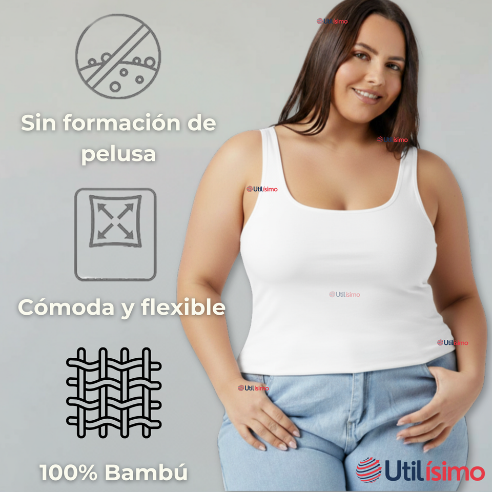 Pack 6 Poleras Camisetas Sin Mangas Fibra De Bambú Básicas Lisa Elástica Mujer Colores Surtidos