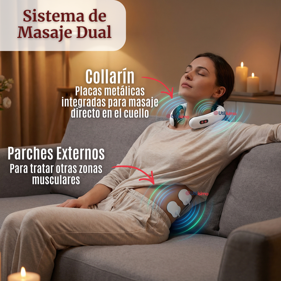 Masajeador Electro Estimulador Cervical Cuello Recargable 2 Electrodos