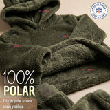 Buzo Polerón Conjunto Polar Niño Con Capucha Unicolor Verde Oscuro