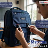 Mochila Escolar Azul Broches Impermeable Poliéster 48cm Niño