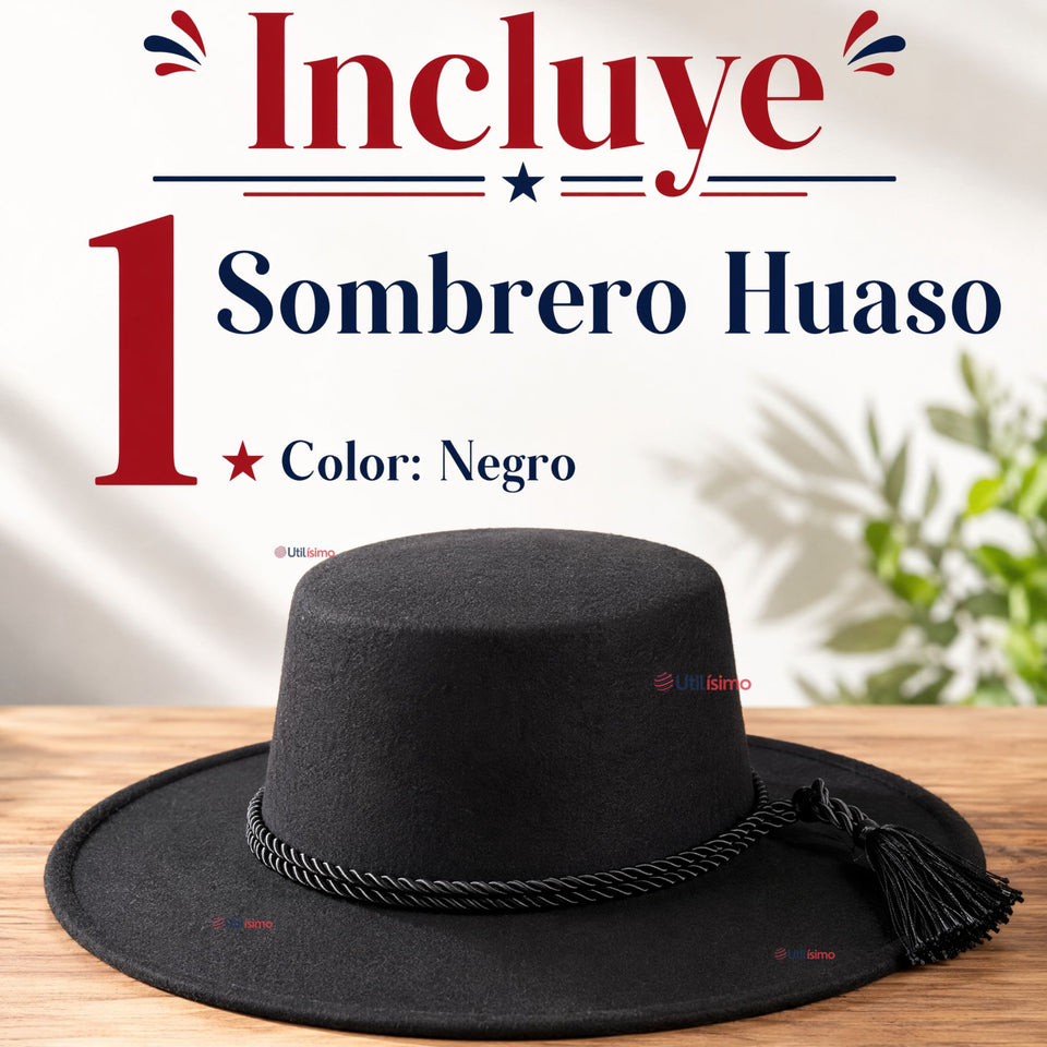Sombrero Huaso Negro Tradicional Para Fiestas Patrias