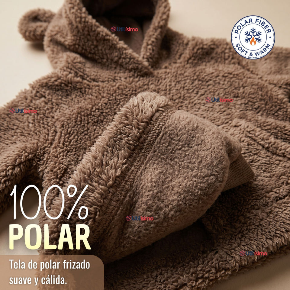 Buzo Polerón Conjunto Polar Niño Unicolor Café Oscuro
