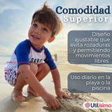 Traje de Baño Manga Corta Pantalón Corto 2 Piezas Corte Split Niño 2 a 4 años Blue Azul
