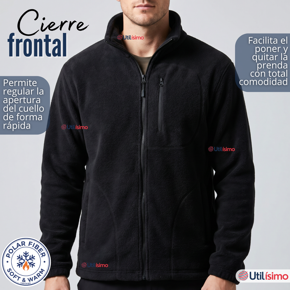 Polerón Térmico Micropolar Cuello Alto Hombre Negro Invierno