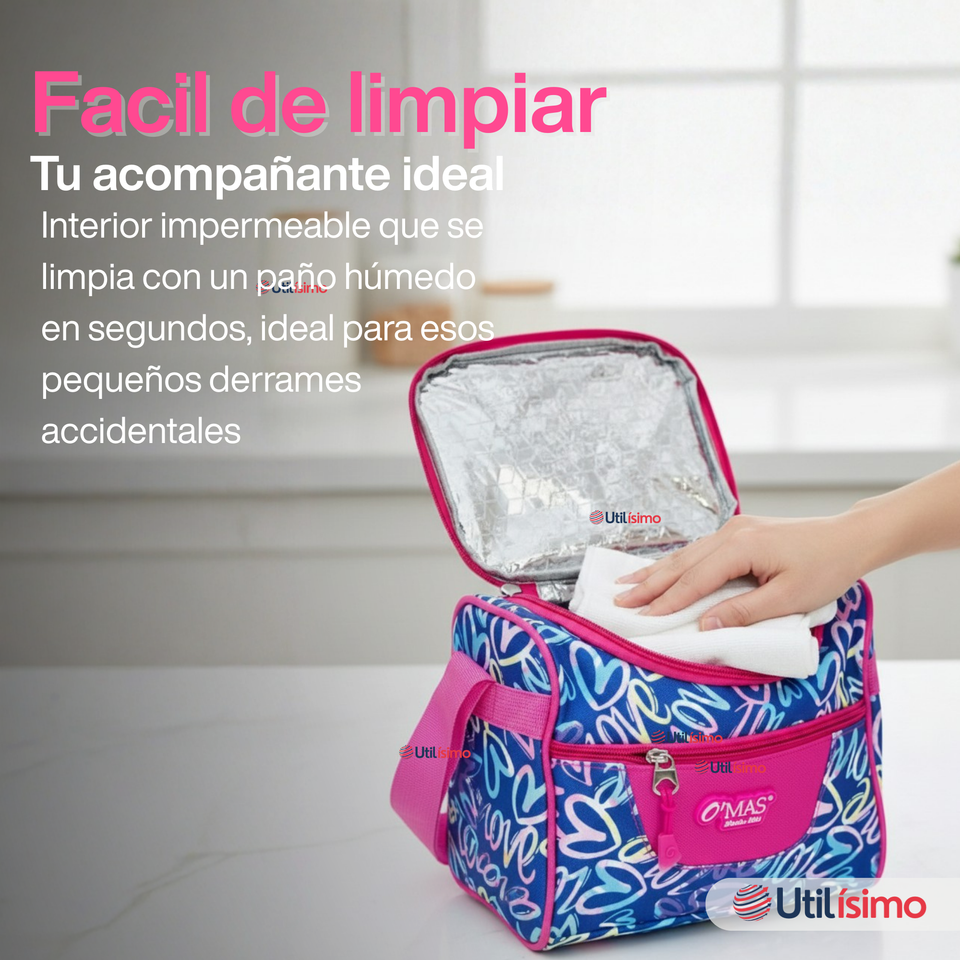 Mochila Bolso Escolar + Estuche + Lonchera 43Cm Niña Tela Oxford Love Graffiti