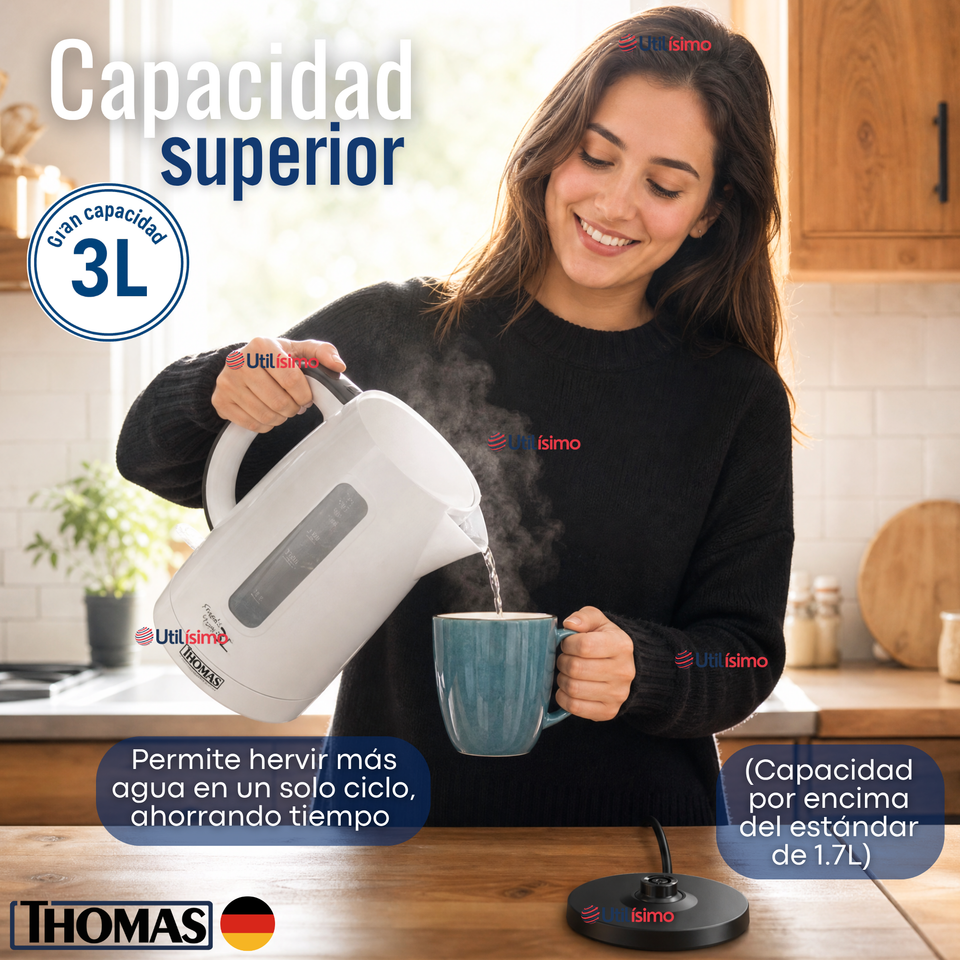 Hervidor Eléctrico Thomas 3lt Alta Potencia Tecnologia Alemana Blanco