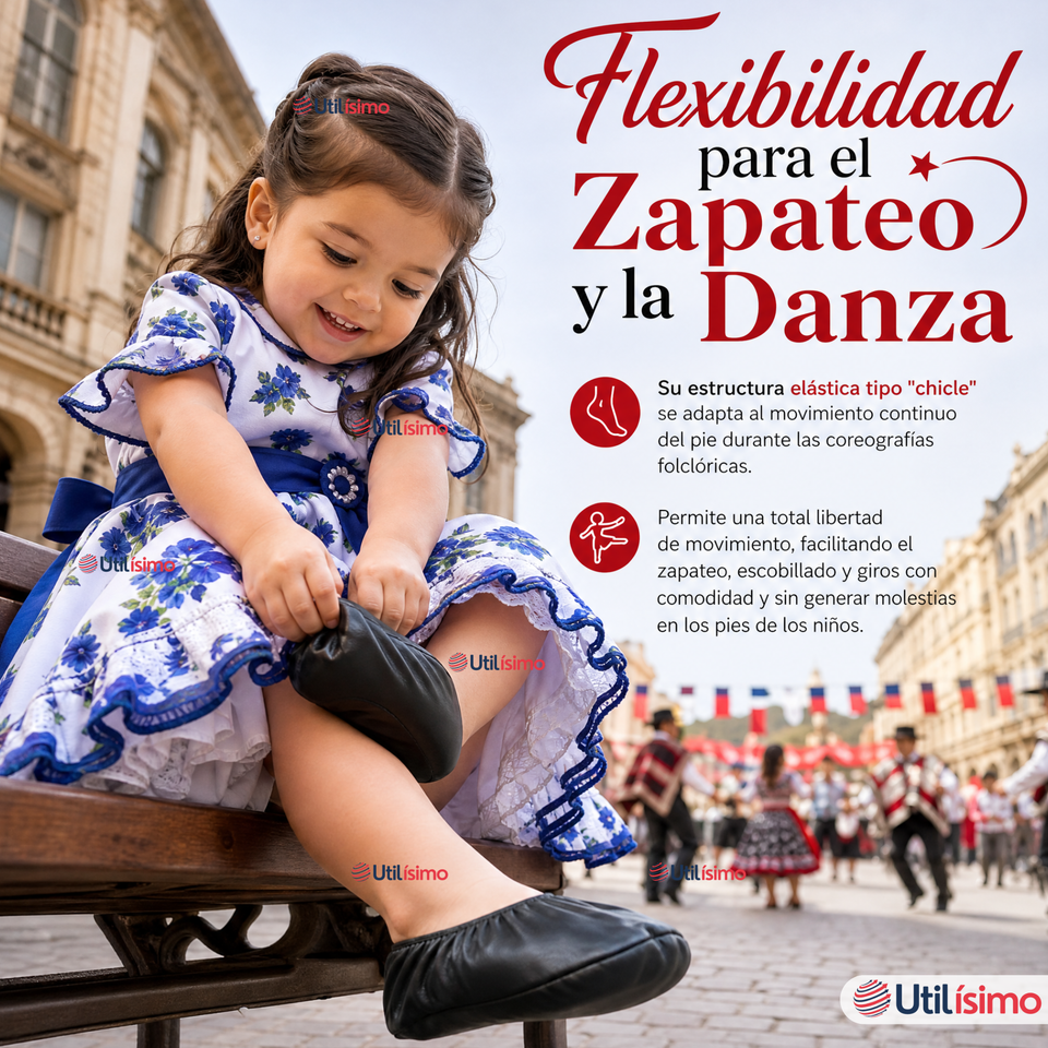 Zapatillas Chicle Negras Niña Bailes Danza Fiestas Patrias Talla 24-29