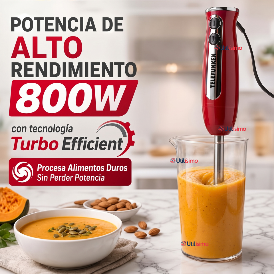 Batidora de inmersión Telefunken Smartmix 2500 roja acero inoxidable 800W