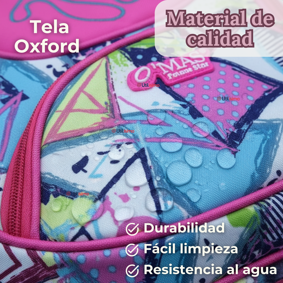 Mochila Escolar Con Estuche 43cm Tela Oxford Impermeable Niña