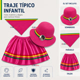 Traje Nortino Niña 3 piezas Fucsia Baile Típico Fiestas Patrias