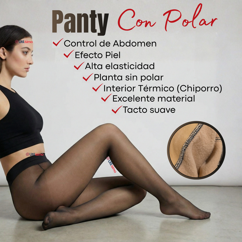 Pack 3 Calzas Pantys Efecto Piel Con Chiporro Polar Térmica Mujer Elasticada
