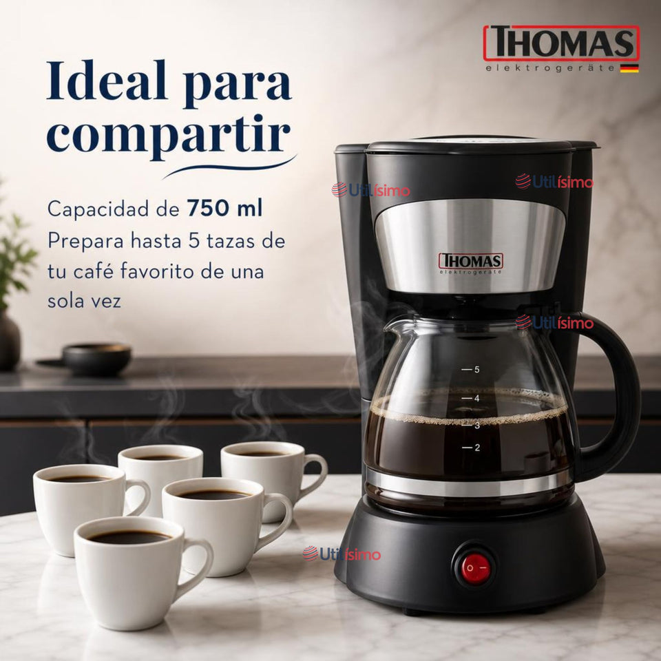 Cafetera Thomas Th-130 Capacitad 750 ML 800W Jarra De Vidrio