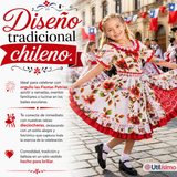 Vestido Chinita Huasa Niña Rojo Floreado Cueca Fiestas Patrias