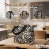 Mochila Bolso Animal Print Con Estampado De Leopardo + Lonchera + Estuche Escolar Niña 42Cm